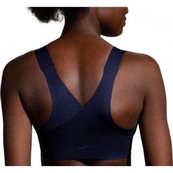 Brooks Holds ME In Dare Zip Run/ Sports Bra Navy Blue - Picture 2 of 11